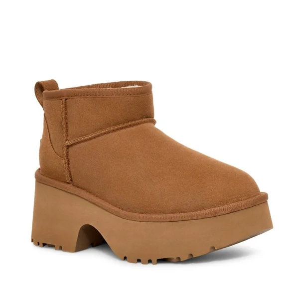 🆕️ UGG The Classic Ultra Mini New Heights Boot Size 8 Chesnut - Picture 11 of 16